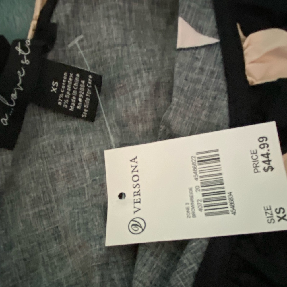 Versona Charcoal and Black Blouse